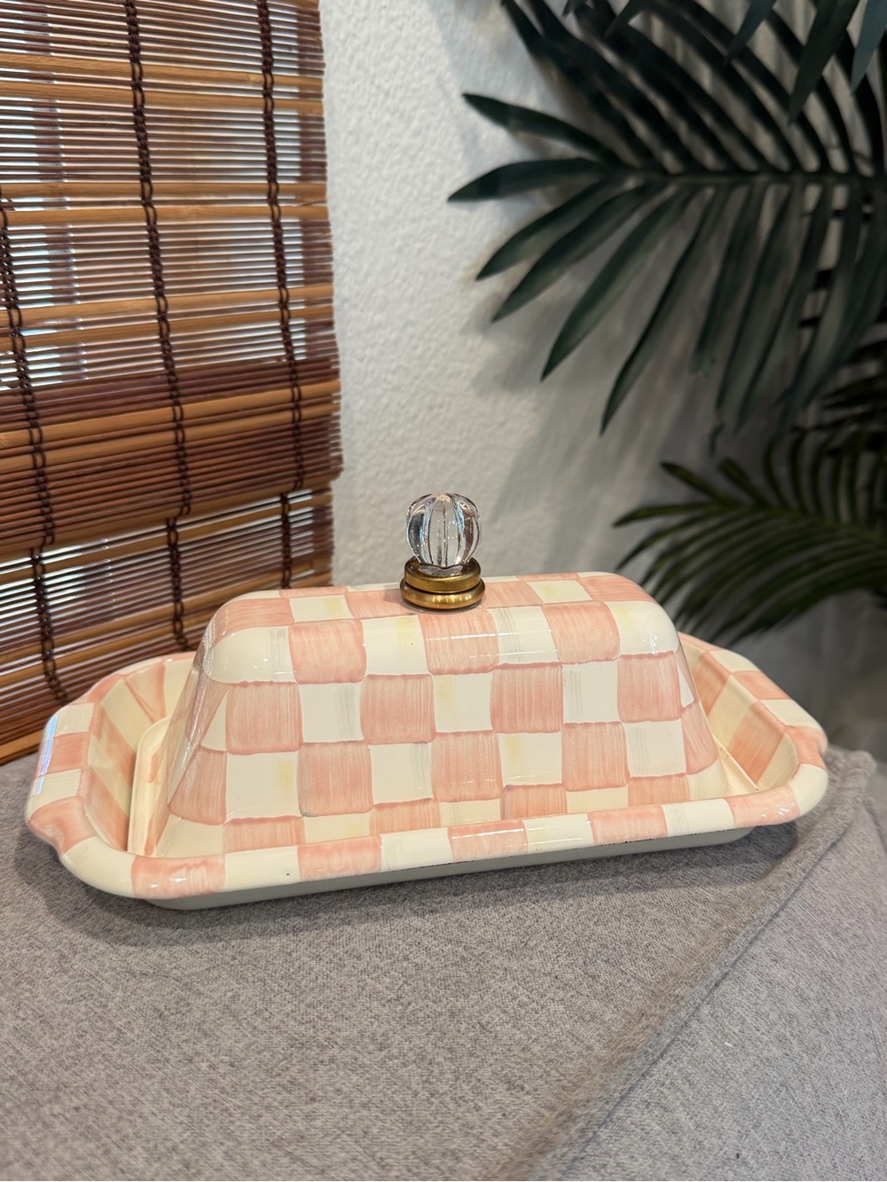 🆕 Mackenzie Childs: Rosy Pink Checkered Butter Box